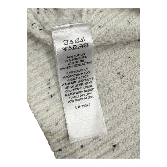 Yet Again Sweater Womens Medium White Cowl Neck Long Sleeve Button Pullover - Picture 6 of 7